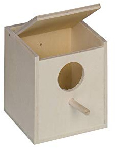 Nobby fågelholk med pere/stort hål för exotisk fågel 11 x 11 x 13 cm