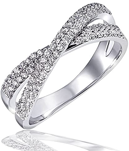 Goldmaid Damen-Ring Pavee Kreuz 585 Weißgold 75 Diamanten 0,40 ct. Gr. 54 Pa R4751WG54 Verlobungsring Diamantring
