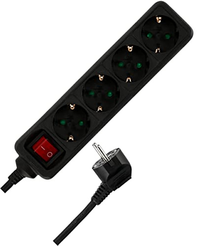 REV Steckdosenleiste 4-Fach, mit Schalter, 1,4m, 3500W, schwarz