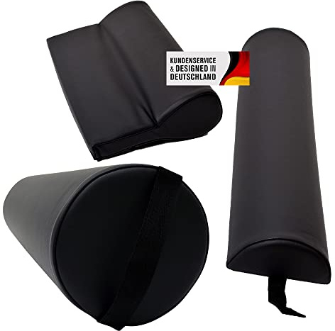 Promafit 3-teiliges Massage-Set | Premium Knierolle, Halbroille & Nackenkissen | Komfortable Lagerungsrollen für Massageliege & Therapie | Wasserabweisend & Pflegeleicht (Schwarz)