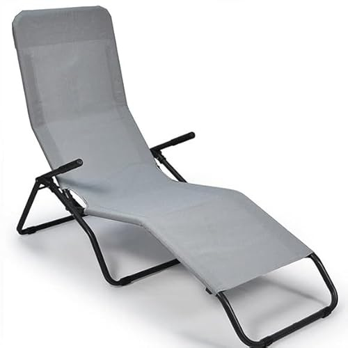 NEFFY SHOP Lettino Basculante Pasha D350-6800 Grigio Tramato, Classico, Lettino, Sdraio, Tessuto in Textilene, Portata Massima 100 kg, Certificata TUV-GS, Made in Italy, Prendere il Sole