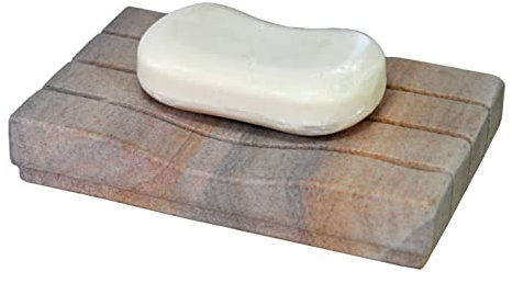 Stonkraft Natürlicher wasserabsorbierender und montierter Seifenhalter aus natürlichem Regenbogenstein – einzigartiges Bad-Badezimmer-Accessoires (horizontal…