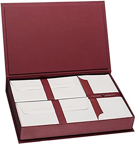 Rössler Briefpapier mit Umschlag | Briefpapier Set | 40x Briefpapier edel in DIN A4 | 50 Umschläge DIN lang | 10 Karten DIN lang | 354 x 238 x 58 mm | 1 Stück | Farbe: Rot | Papier in Grau | Edles Schreibpapier in Weiß mit 40 A4-Blättern, 50 DIN-lang Umschlägen und 10 Karten für persönliche Briefe