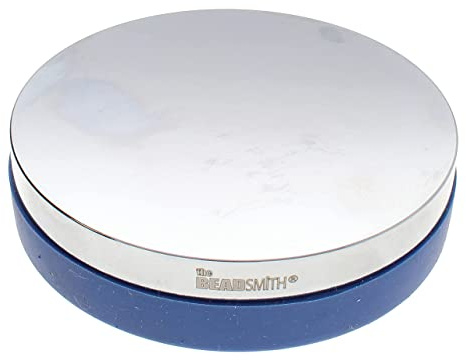 The Beadsmith Steel Bench Block – Metal Elements - Chrome Plated Mirror Finish - Soft Plastic Base to Reduce Noise & Rebound Force - Metal Bench Block for Jewelry & Stamping - 3” Diameter, 3/4” high