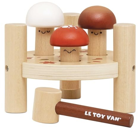 Le Toy Van - Petilou Wooden Educational Mr Mushroom Hammer Game | Suitable For Toddlers - Boys Or Girls 1 Year Old +, Red