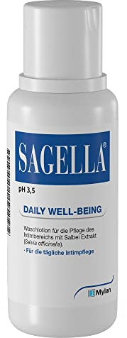 SAGELLA pH 3,5 – DAILY WELL-BEING: Intimwaschlotion mit Milchsäure und Salbei-Extrakt für die tägliche Intimpflege, 250 ml