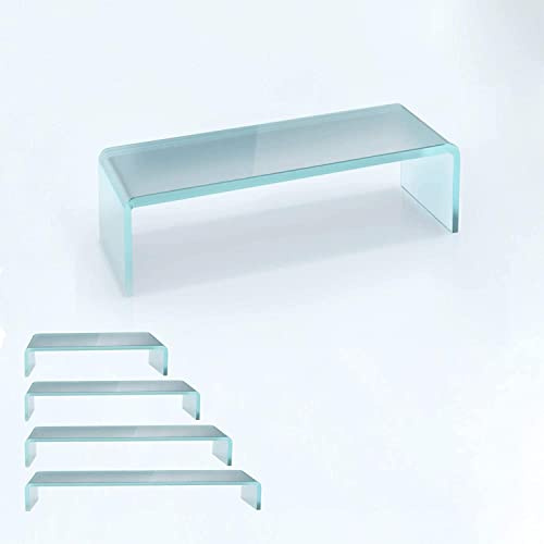 bijon TV Aufsatz Glas Bildschirm-Erhöhung | PC Monitor-Erhöhung | Schreibtisch-Aufsatz für Laptop, (B/T/H) 450x250x110mm - Satin