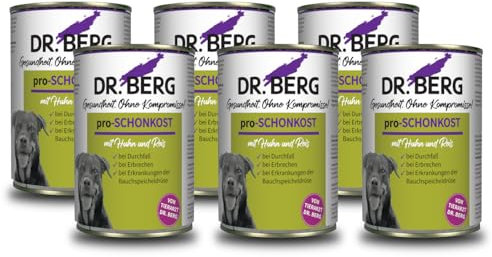 Dr. Berg pro-SCHONKOST Nassfutter für Hunde: Diätfutter bei Magen-Darm-Problemen & Durchfall (6 x 400 g)