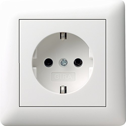 Gira Serie Standard 55 Steckdosen Komplett-Sets Reinweiß SEIDENMATT | System 55 Unterputz-Steckdosen - Komplettset mit Rahmen & Einsatz - Hochwertiger Thermoplast-Kunststoff - Bruchsicher