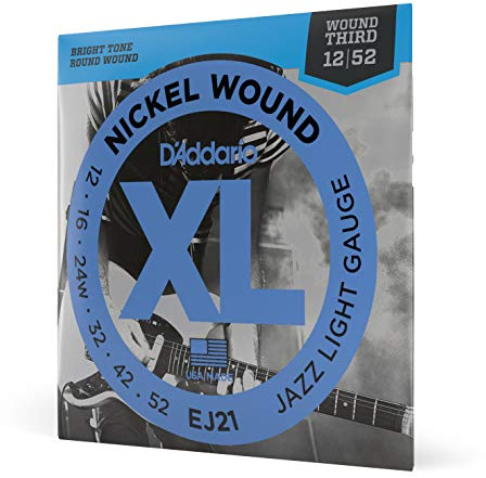 D'Addario XL Nickel EJ21 E-Gitarrensaiten Jazz Light 12-52 | XL Nickel E-Gitarrensaiten bieten brillanten Klang, präzise Intonation, hohe Haltbarkeit und gleichmäßiges Spielgefühl.