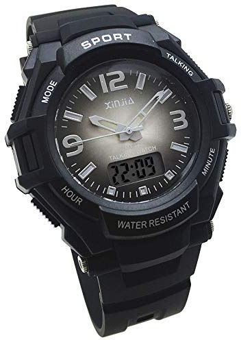 VISIONU Orologio Parlante Digitale e Analogico in Italiano con Sveglia e Relazione oraria Per bambini e non Vedenti EU861ZTI-BLK