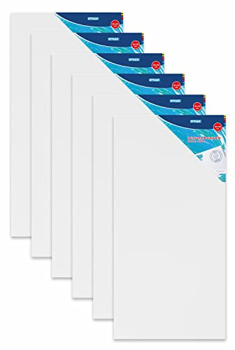 Stylex 28583-P6 - Keilrahmen 30 x 60 cm, mit Leinwand aus 100% Baumwollgewebe bespannt, grundiert, rückseitig geheftet, für Öl-, Acryl- und Temperafarben, Gouache - Malerei, 6 Stück