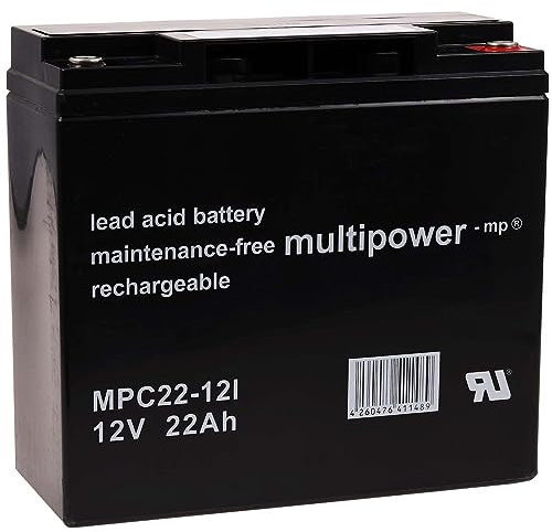 akku-net Batteria ricaricabile da cambio per corrente di emergenza (USV) 12V 22Ah (sostituisce anche 17Ah 18Ah 19Ah) resiste ai cicli, 12V, Lead-Acid