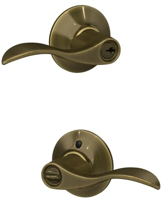Schlage F51A Acc 609 Accent Keyed Entry Lever, Antique Brass