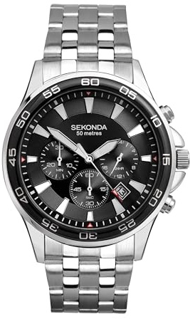 Sekonda Men's Quartz Watch with Chronograph Display and Stainless Steel Bracelet