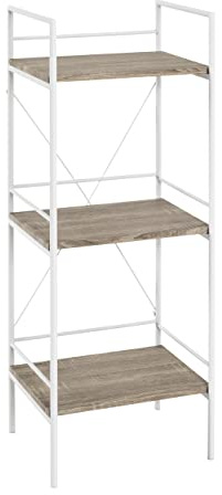 HAKU Regal, Eiche hell, weiß, MDF, Metall - Maße: B 34 x H 96 x T 27 cm, Style: Modern