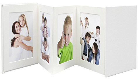 Deknudt Leporello Foto-Album, Leder, weiß, 8 Seiten, 13 x 13 cm, 4 Stück 175 mm