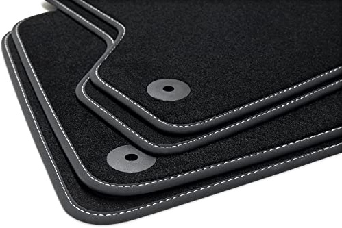tuning-art Fußmatten passend für VW Polo 5 6R 6C Cross 2009-2017 | 4-teilig 100% passgenau Winter Gummirückseite Befestigungssystem Bandeinfassung Handeingearbeitete Ziernähte Velours