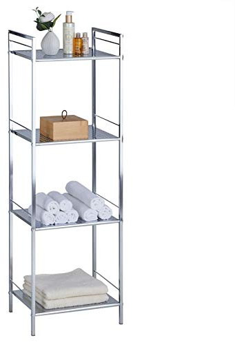 Étagère de salle de bains MATIS sur pied avec 4 tablettes, en métal chromé