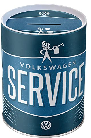 Nostalgic-Art Retro Spardose, 1 l, VW Service – Volkswagen Bus Geschenk-Idee, Sparschwein aus Metall, Vintage Blech-Sparbüchse