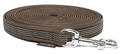 Mystique® Gummierte Schleppleine 15mm mit Handschlaufe Standard Karabiner braun 5m