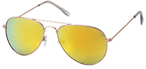 CHICNET Sonnenbrille Pilotenbrille 400 UV Metall golden verspiegelt transparente Kappen gelb