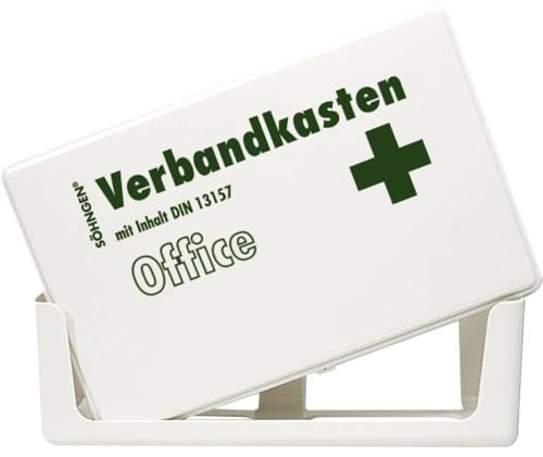 Söhngen Office Verbandskasten (ohne Inhalt, Koffer aus Kunststoff, mit Wandhalterung, weiß) 260x160x80 mm, 3003056
