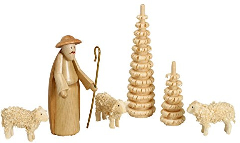 Rudolphs Schatzkiste Miniaturfiguren Schäfer mit Schafen und Bäumen Höhe 6,5cm NEU Weihnachten Christi Geburt Holz Seiffen Erzgebirge Holzdekoration Holzkunst Dekoration Figuren