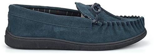 Sovare Män äkta läder mocka mockasintofflor med gummisula sand, Marinblått Xsp, 43.5 EU