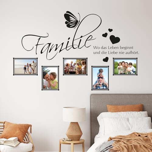 GRAZDesign Wandtattoo Fotorahmen Bilderrahmen Familie Herz Schmetterling Farbe Schwarz 90x57cm