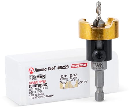 Amana Tool - 55229 Kegelsenker mit Hartmetallbestückt, 82° mit einstellbarem Tiefenanschlag & Nr