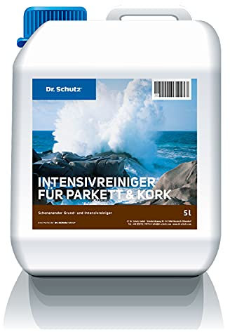 Dr. Schutz Intensivreiniger 5 L für Parkett & Kork | Parkettreiniger löst hartnäckigen Schmutz und Fettflecken von versiegelten, geölten, gewachsten Böden | Holzboden Reiniger | Parkett Reinigung