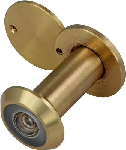 Amig - Peephole with Super Angle Lens for Interior and Exterior Doors 3-14 - Brass with Polished Finish - Measurements - Diameter 14 mm - Door Thickness 35-60 mm
