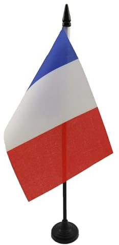 AZ FLAG - France Table Flag 4'' x 6'' - French Office Mini Banner 100% Polyester 15 x 10 cm - Mini Desk Flag with 10'' Pole and Black Plastic Base