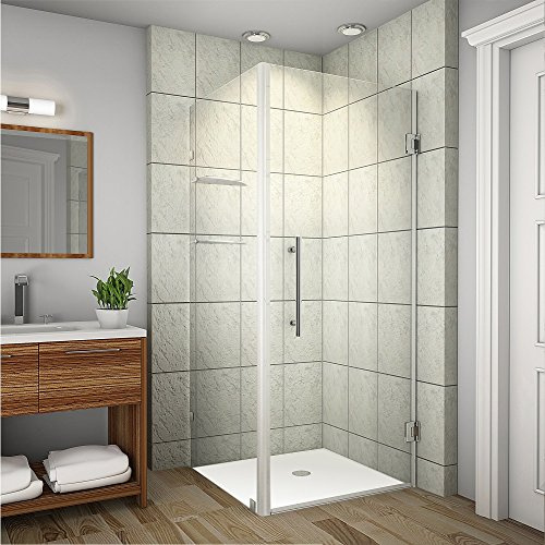 Aston SEN993-CH-32-10 Aquadica GS Completely Frameless Square Hinged Shower Enclosure with Glass Shelves, 32 x 32 x 72, Polished Chrome