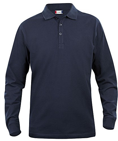 Clique Clothing, polo da uomo a maniche lunghe, in cotone, taglio classico, peso medio Dark Navy Large