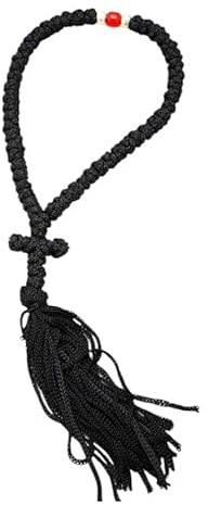 Handgefertigtes Gebetseil, christlich-orthodoxe, griechische Komboskoini, 50 Knoten, Schwarz