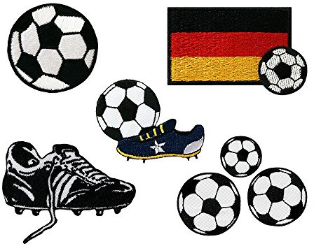 Mono-Quick Fußball, 7er Set, Aufbügler,Aufnäher,Bügelbilder,Patch,Bilder zum Aufbügeln, 7, 5, 5, schwarz
