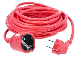 as - Schwabe Verlängerungsleitung, 10 m, 16A, IP20, Rot, 51013 | H05VV-F 3G1,5 Kabel mit Schutzkontaktstecker und Schutzkontaktkupplung, Verlängerungskabel für den Innenbereich 230V