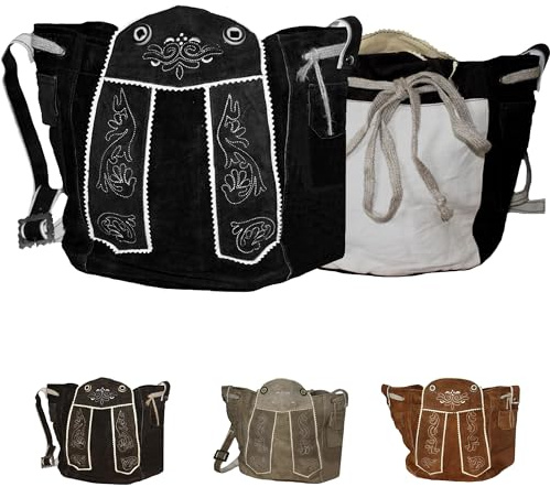 German Wear Trachtentaschen Damen Dirndl Taschen Original Trachten Ledertasche Bestickt Wildleder 29H x 28B x 14T cm