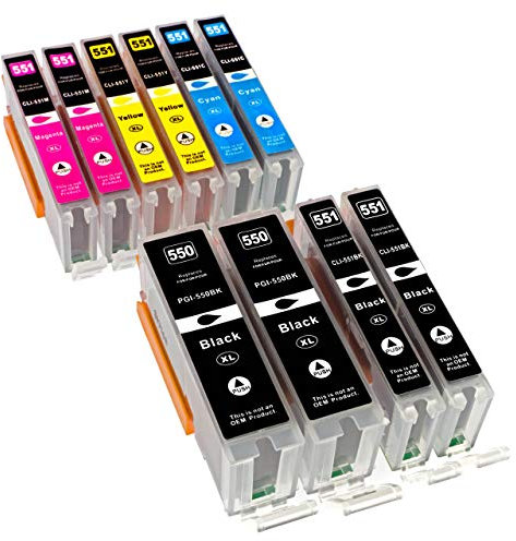 ESMOnline 10 komp. XL Druckerpatronen Canon PGI 550 CLI 551Pixma iP7200 iP7250 iP8750 iX6850 MX725 MX925 MG5450 MG5550 MG5650 MG5655 MG6350 MG6450 MG6650 MG7100 MG7150 MG7550