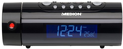 MEDION LIFE E66331 MD 80024 Projektions-Uhrenradio mit Infrarot-Sensor, Temperaturanzeige, Kalender, 4 Weckprogramme, schwarz