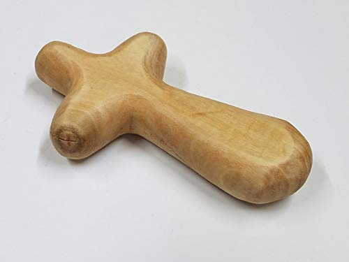 Bethlehem Gifts TM Cruz de oración de madera de olivo con palma, tallada a mano (4 pulgadas)