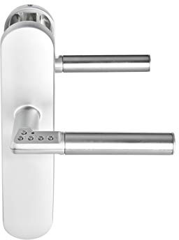 tesa Code Handle elektronische Türklinke mit Digitaltastatur für Innentüren, Langschild ohne Schlüsselloch, rechts, matt verchromt