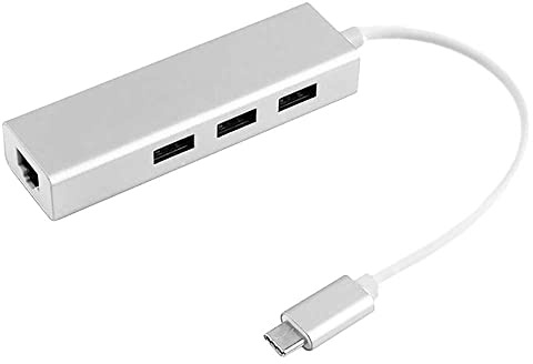 OcioDual Hub con RJ45 Plateado y 3 Puertos USB 3.0 Adaptador Tarjeta de Red | 10 100 Mbps Ethernet para Portatil con USB Tipo C