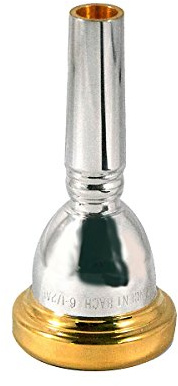 Bach 3416halgr oro borde grande vástago trombón Tenor boquilla, chapado en plata, cuerpo, 6 – 1/2 al tamaño mediano de profundidad taza