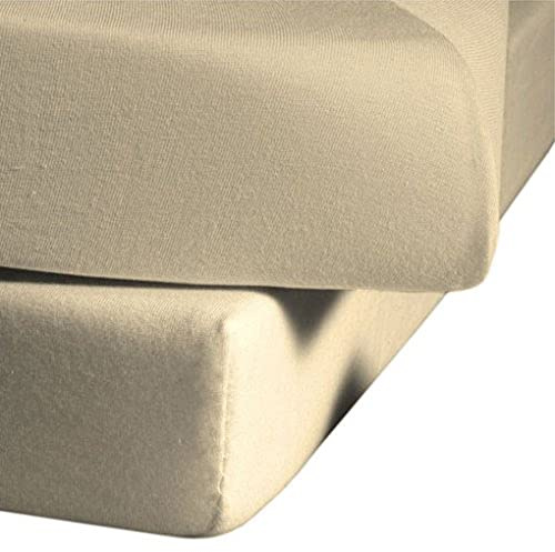 Fleuresse 1115-2043 Lenzuolo ad Angoli Elasticizzati, 100% Cotone Jersey, 100x220 cm, Colore: Sabbia