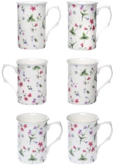 Kirsty Jayne China- 10Fl oz Bone China Spring Blossom Beakers, Mugs, Cups- Packed in a Kirsty Jayne China Gift Boxed (Set of 6)