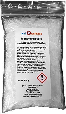 well2wellness® Mentholkristalle intensiv im 100g Beutel - aus 100% reinem Minzöl