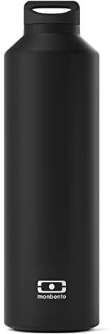 MONBENTO - Isotherme Wasser Flasche MB Steel Onyx 500ml - Edelstahl - Auslaufsicher - Infusor - Hält Getränke bis zu 12 Stunden Warm/Kalt - Ideal für Tee, Kaffee - BPA Frei - Schwarz